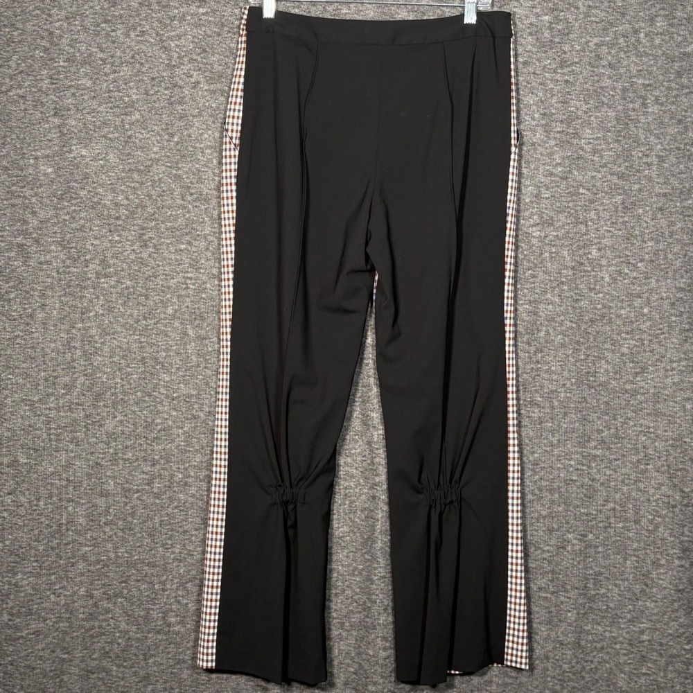 Rosie Assoulin Scrunchy Trouser Plaid Wool Maroon Pants Size 6 - Picture 9 of 16
